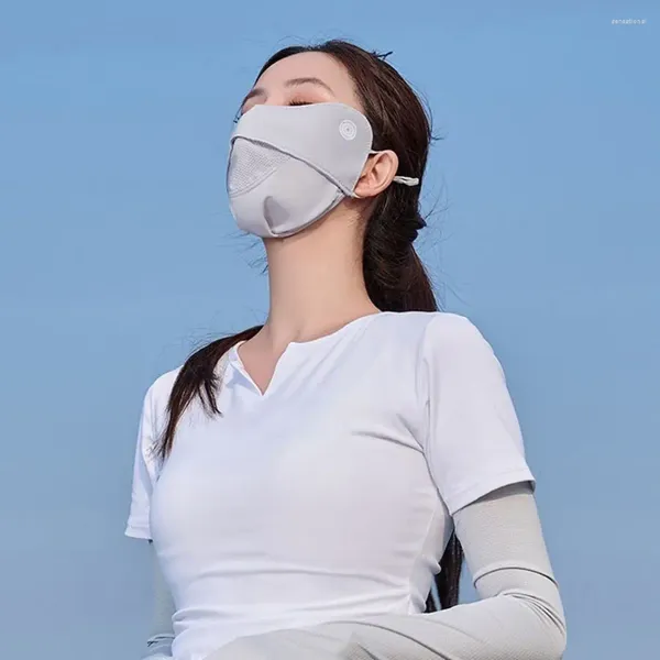 Sciarpe Protezione solare Velo Uomo Copri viso Maglia di seta Tinta unita Maschera Gini Guida Cappelli estivi da donna