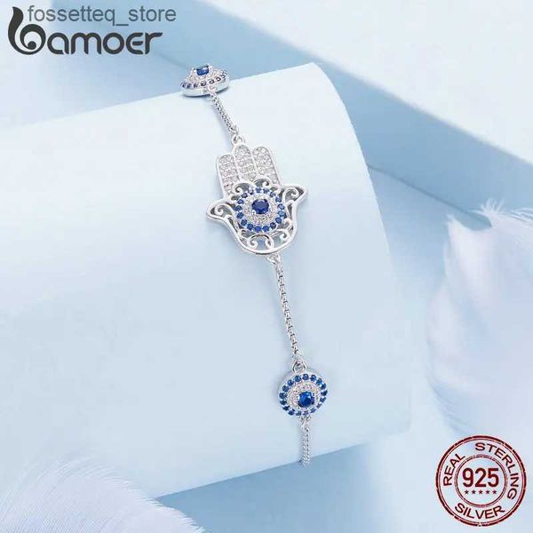 Braccialetti con ciondoli Bamoer Argento sterling 925 La mano di Fatima Catena di guardia per le donne Regalo di compleanno per la festa della mamma BSB140 L240319