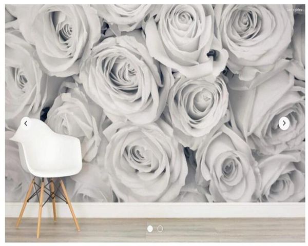 Wallpapers personalizado floral papel de parede rosa névoa mural para sala de estar quarto fundo parede decoração de casa