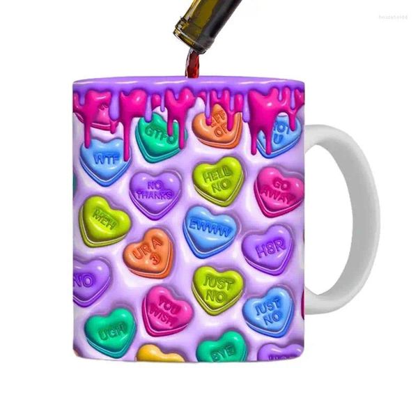 Tazze Tazza da tè 3D Amore 400ml Bevanda per San Valentino Tazza decorativa per acqua Regalo per la mamma fidanzata