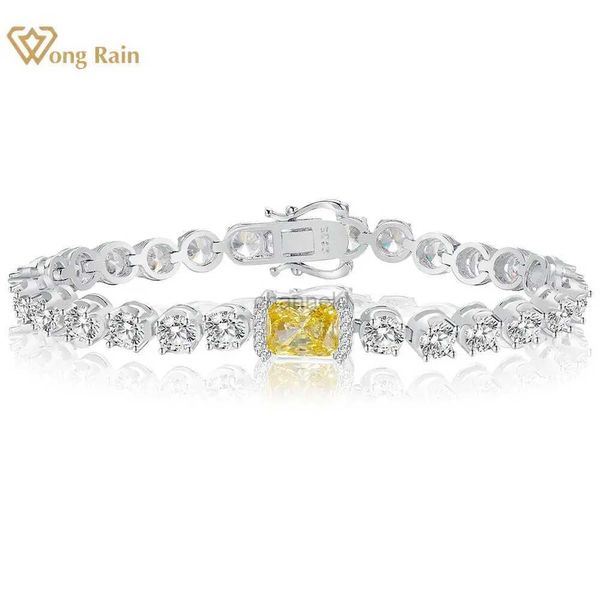 Bracciale Wong Rain in argento sterling 925 6 * 8MM ghiaccio tritato tagliato citrino bianco zaffiro pietra bracciali donna gioielli regalo di anniversario 240319