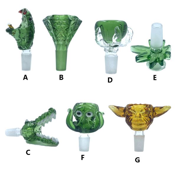 QB Grosso Pyrex Cobra Polvo Crocodilo Tigela De Vidro 14mm 18mm Masculino Animal Forma Filtro Seco Erva Tabaco Queimadores De Óleo Tigelas Para Bongs Dab Rigs Acessórios Para Fumar