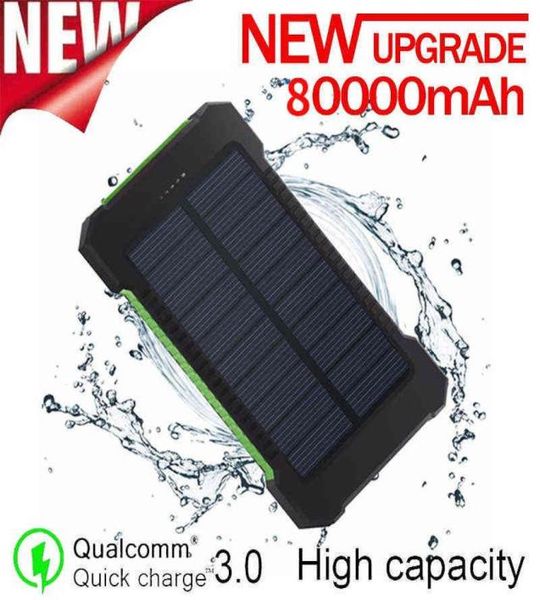 Power Bank solare da 80000 mAh con 2 porte USB Un must per le giornate di sole in viaggio Powerbank per smartphone Samsung iphone13 Y2205182051729