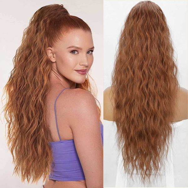 Perucas sintéticas Hair Bun Maker É uma peruca de cabelo sintético para mulheres Longo rabo de cavalo ondulado solto e natural Marrom Bclak Vermelho clip-in 240328 240327