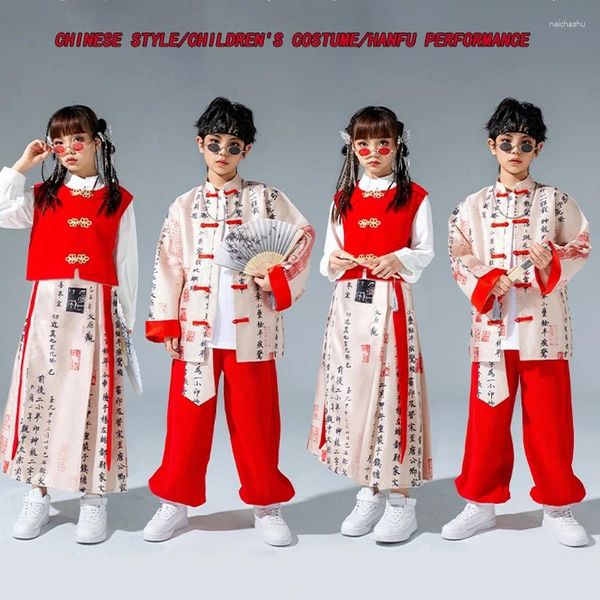 Bühnenkleidung Chinesischen Stil Hanfu Kleid Jazz Modern Dance Kostüme Für Mädchen Streetwear Jungen Hip Hop Leistung Outfits DQS15764