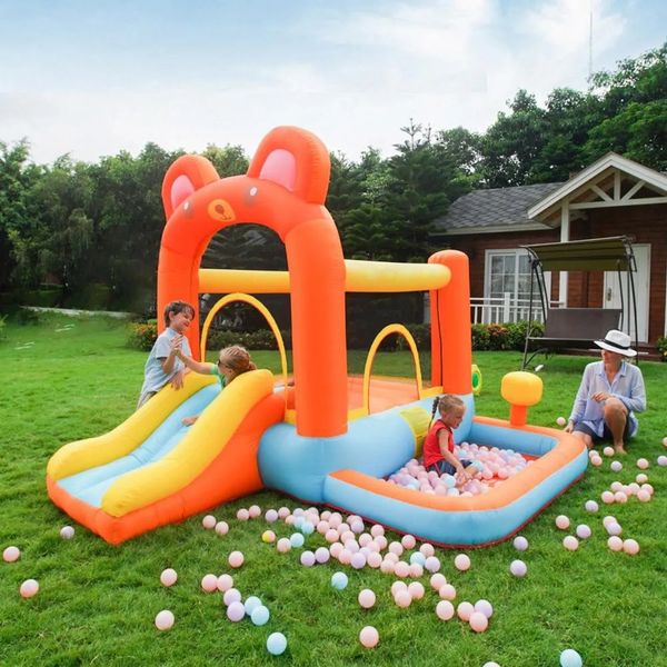 Toptan Açık Oyunlar Kapalı Çocuklar Şişirilebilir Bounce House Oxford Yard Panda Bear Style Jumper Bouncer Mini Bouncy Kaleleri Blower ile Slayt Ücretsiz Gemi-001