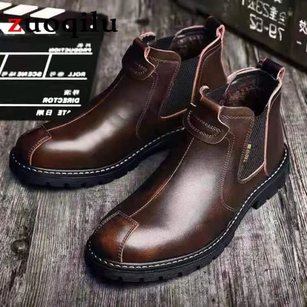 Stiefel Chelsea Boots Männer braune schwarze Leder -Knöchelstiefel Männer Business Casual British Style Männer Schuhe Herumn Winterstiefel