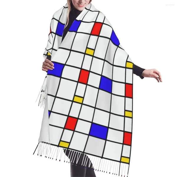 Sciarpe Personalizzate Piet Mondrian Minimalista De Stijl Arte Moderna Sciarpa Donna Uomo Inverno Caldo Moda Versatile Scialli Avvolge