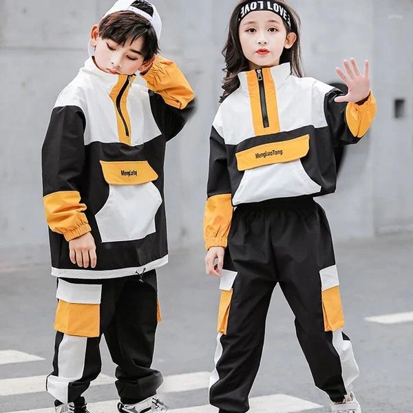 Sahne Giyim Çocuklar Çocuk Gevşek Spor Hiphop Kıyafetleri Erkek Kızlar Caz Performans Kostümleri Hip Hop Dans Çılgın Giysileri