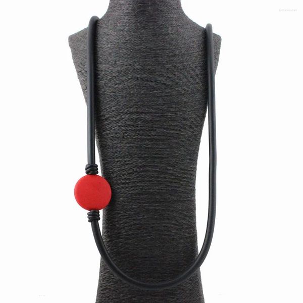 Girocollo grande collana di perline rosse rotonde moda collane con ciondolo colletto leggero in gomma alla moda per donne bijoux