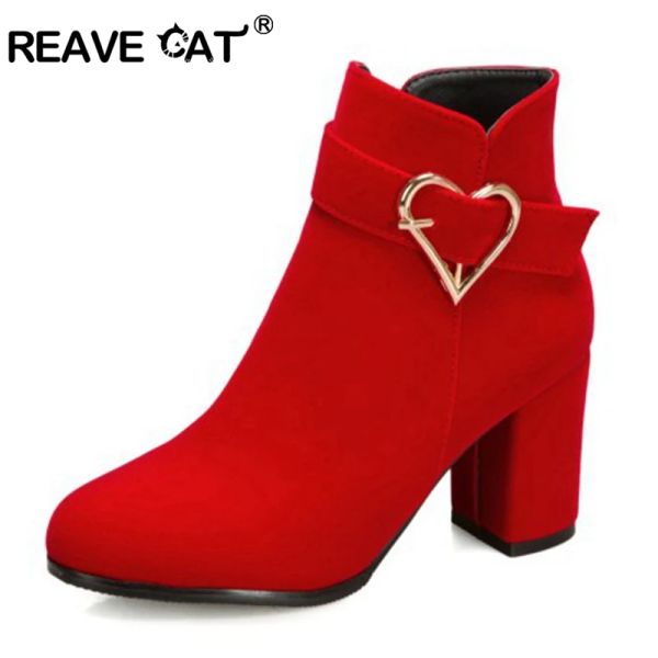 Boots Reave Cat New Spring Spring Winter Mulheres bombas botas de alta qualidade Laceup European Ladies Shoes Pu High Heels Boots Delivery S2398
