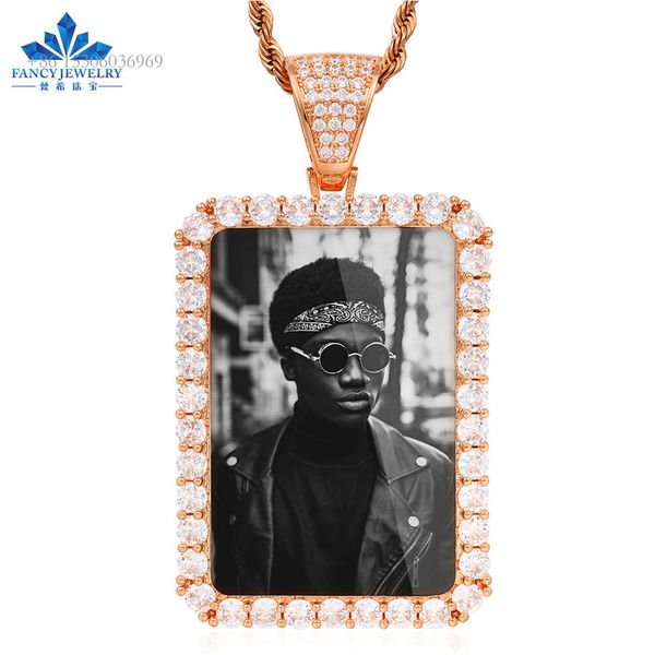 Collana con pendenti in memoria ghiacciata Collana con medaglione personalizzato hip-hop con foto