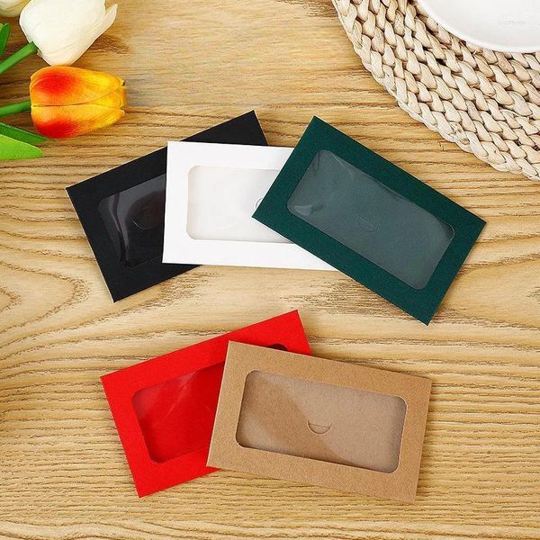 Carta Regalo 10x6cm Busta Mini Cartolina con Finestra Nero Bianco Rosso Verde Po Confezione 100pz