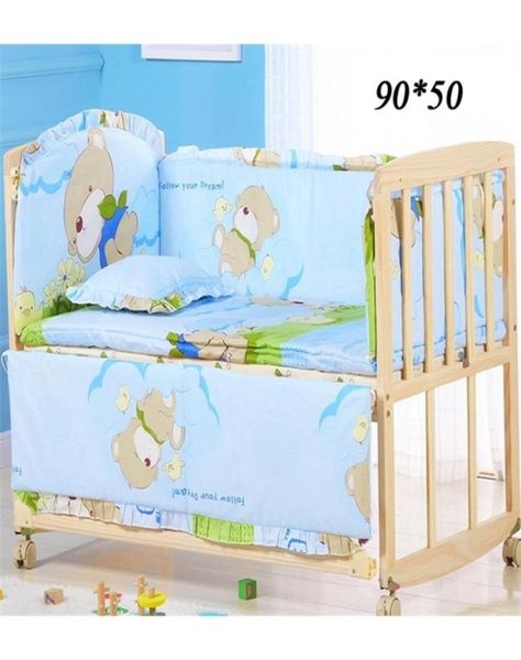5 pçsset berço do bebê pára-choques design dos desenhos animados 100 algodão conjunto de cama do bebê pára-choques protetor cama das crianças decoração do quarto zt19 2205197875630