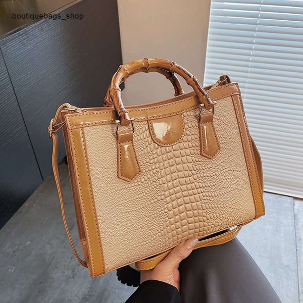 Cross-border atacado marca de moda bolsas nova sacola feminina casual grande capacidade padrão crocodilo bolsa de bambu