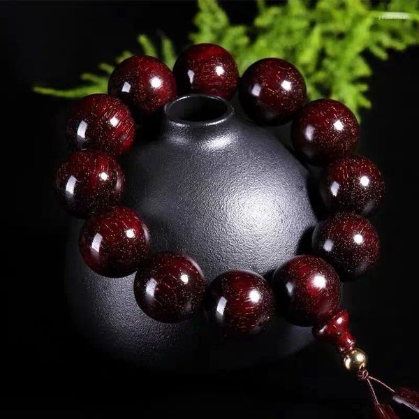 Strand Índia manchas douradas Pterocarpus santalinus 2.0 Ebony 1.8 Bracelet Men's Wooden Ornament