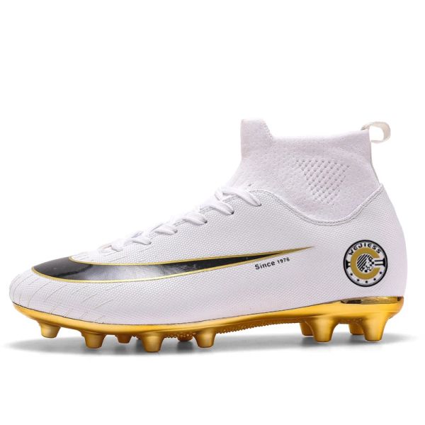 Sapatos de sapatos de alto tornozelo de tornozelo de futebol de futebol masculino de futebol de futebol profissional de treinamento de grama ag/tf chuteiras de tênis adultos calçados adultos calçados adultos