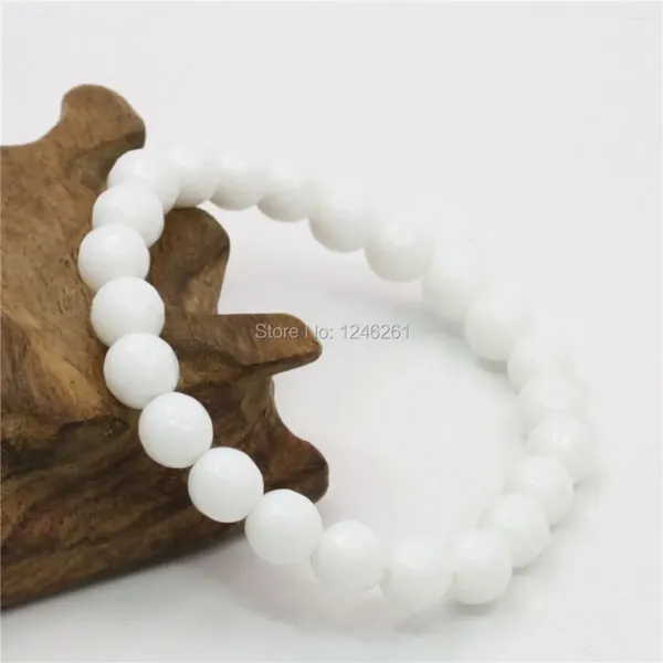 Filo 8mm bianco naturale Tridacna giada borda il braccialetto donne ragazze regali di Natale creazione di gioielli fai da te pietra di design regalo di San Valentino