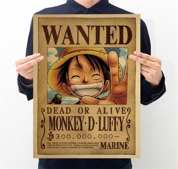 One Piece Anime Poster Vintage Posterler Teen Odası Duvar Dekorasyon Anime Stickers Oturma Odası Sanat Resmi Y08055357094