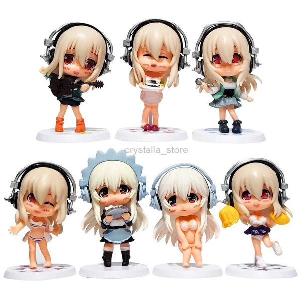 Anime manga supersonico yedi stil giyim mayo hizmetçisi mini bebek figürinler anime garaj setleri ile pvc oyuncaklar koleksiyon hobi hediyeleri 240319