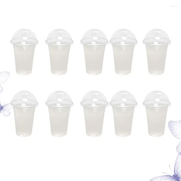Coppe usa e getta cannucce da 50 pezzi succo trasparente latte tè da bevute bicchiere di plastica cupola di frutta a cupola