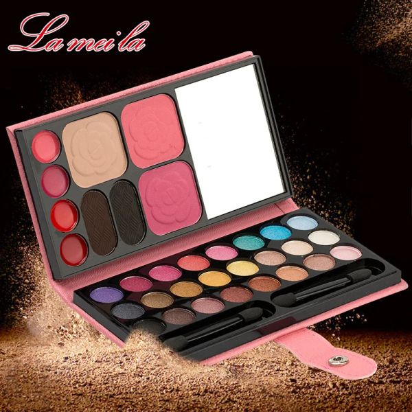 Palette per occhiali da ombretto ombra all'ingrosso a 33 colori combinata sacca in pelle ombretto rossetto blush rossetto in polvere set