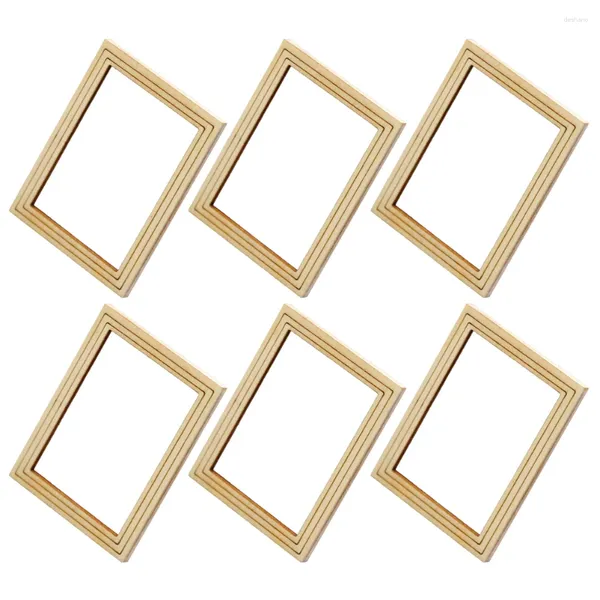 Frames 6pcs Holz winzige Hausmöbel Miniatur PO Rahmen Requisiten