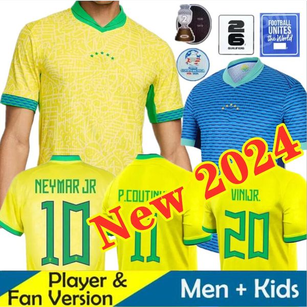 2024 Brezilya Futbol Formaları Vini Jr Neymar Copa America 23 24 P.coutinho Richarlison Futbol Gömlek T.Silva Bruno G. Pele Casemiro Erkek Erkek Kadın Çocuk Setleri Neymar S-4XL