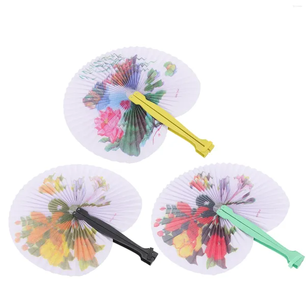 Dekoratif Figürinler 3 PCS Taşınabilir Katlanır Küçük Fan Miss Süslü Elbise Plastik Dans Edi Taşınma Fanları