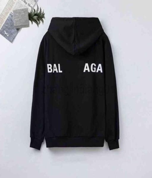 Designer Balanciagas Hoodie Oversized Vintage Luxe Moda Preto Branco Outono Inverno Voltar Carta Impresso Men039s e Women0391574815