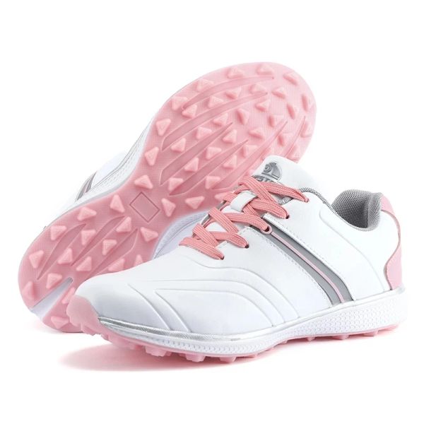 Botas novas sapatos de golfe femininos à prova d'água, damas que andam tênis de golfe rosa tênis de golfe confortável para mulheres