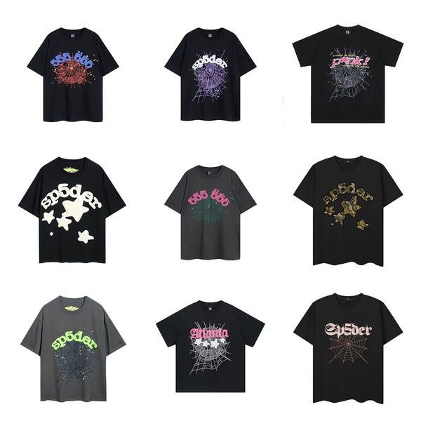 Sp5der T-Shirt Herren-Designer-T-Shirts für Männer, Baumwolle, kurzärmelig, Rundhalsausschnitt, Aufdruck, geometrisch, Hip-Hop, Rock, lockeres Grafik-T-Shirt, T-Shirt, Herren-Designer-Shirts, Sweatshirt, 47