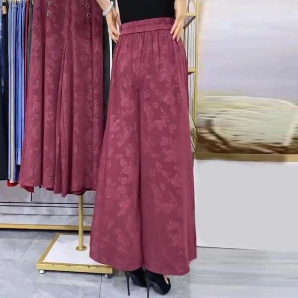 Calça ativa feminina saia de algodão cintura elástica perna larga bolso recortado casual calça solta