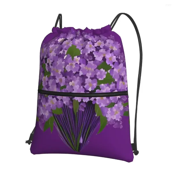 Rucksack Boquete Of Violets Tragbare Rucksäcke mit Kordelzug, Multifunktions-Bündel, Taschen, Schuhe, Taschen für Schüler