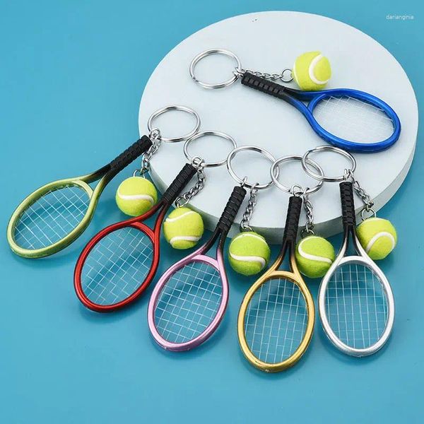 Anahtarlıklar 50Pieces Tenis Anahtarlık Simülasyonu Mini Raket Top Kolye Çantası Anahtar Yüzük Aksesuarları şekilli