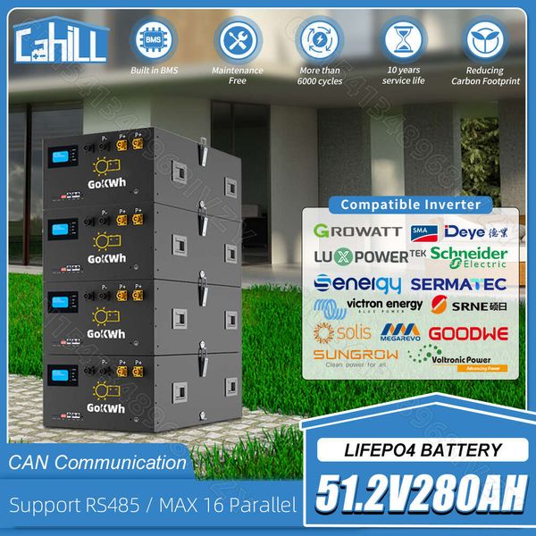 48v 280ah lifepo4 bateria 51.2v 11.34kw 16s bms bateria de lítio 6000 + ciclo pode rs485 para energia solar fora/on grid casa nenhum imposto