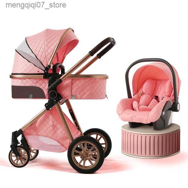 Passeggini # Passeggino per neonato 3 in 1 Royal Luxury High Landscape pieghevole Kinderwagen Carrozzina Carrozzina da viaggio portatile Carrozzina da viaggio L240319