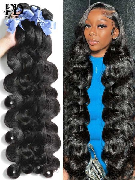 Perucas sintéticas Lace Wigs 30 40 polegadas Onda Corporal Brasileira Cabelo Humano Weave Bundles Water Wave Raw Virgin Remy Doule Desenhado Atacado Natural Tissage 240328 240327