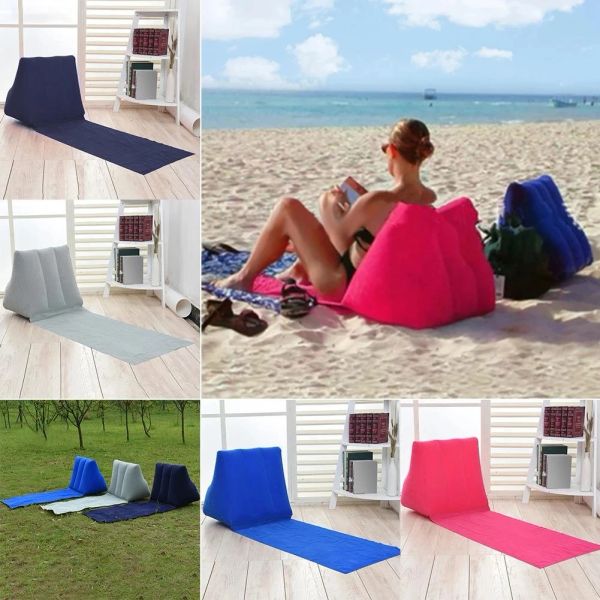 Matte Leichte PVC Aufblasbare Strand Matte Camping Liege Stuhl Zurück Kissen Dreieck Kissen Sonnenbad Schlafen Kissen