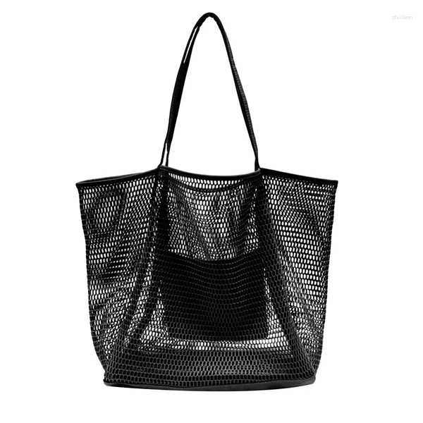 Kosmetiktaschen Tragbare Netztasche Schwimmen Strand Fit für Handtücher Frauen Make-up Schwarz