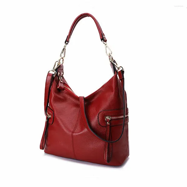 Totes Rindsleder Handtasche Große Kapazität Mode Schulter Taschen Frau Multi-funktion Weibliche Rot Echte Handtaschen