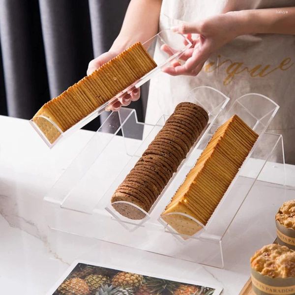 Pratos claro cracker suporte aperitivo servindo bandeja cookie display acrílico titular para utensílios de mesa acessórios