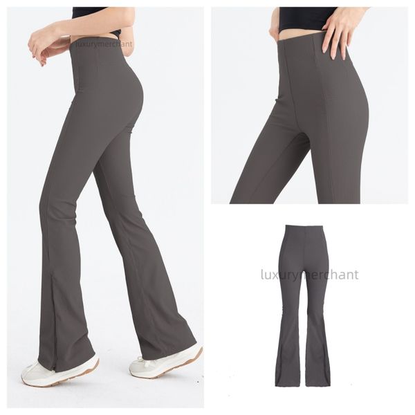 ll Yoga-Hose Swift Speed Damen gerippte Reißverschluss-Schlaghose Sport Laufen Nude Fitness weite Leggings-Hose