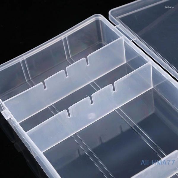 Aufbewahrungsflaschen transparent mit Abdeckung, rechteckig, vertikal, 5 Gitter, Wimpernverlängerungs-Werkzeugkasten, Kleber, Pinzettenhalter, Make-up-Organizer