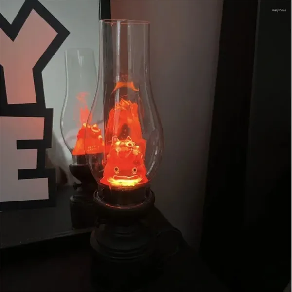 Masa lambaları Vintage Gece Işığı Düğme ile Pil Flamess Mum Tutucu Kerosen Lambası Başucu Dekorasyon Pro
