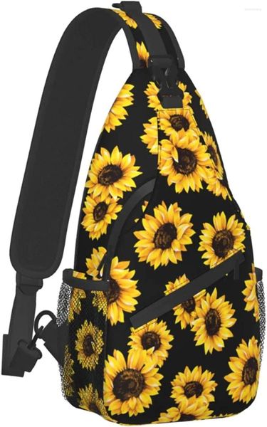 Mochila girassol floral crossbody pequeno saco de estilingue para homens mulheres mini um ombro sacos de peito ginásio esporte viagem caminhadas daypack