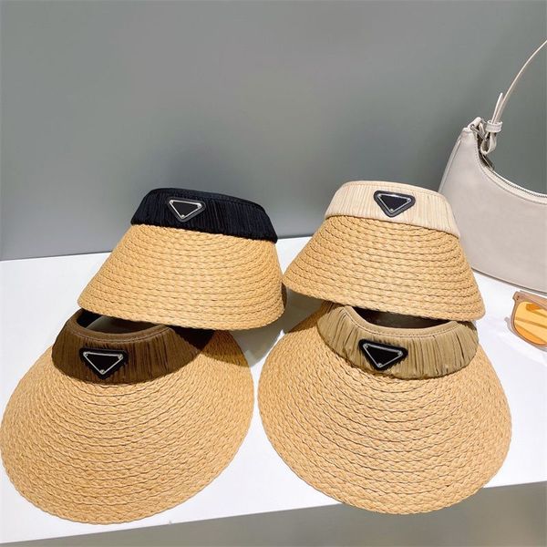 Kadın Visor Şapkalar Tasarımcı Sunhat Cap için Kadınlar İçin Günlük Giriş Büyük Strip Şapka Moda Kadınlar Plaj Şapkası Casquette Takılı Kova Mektubu Üçgen Kapakları Hollow Cap