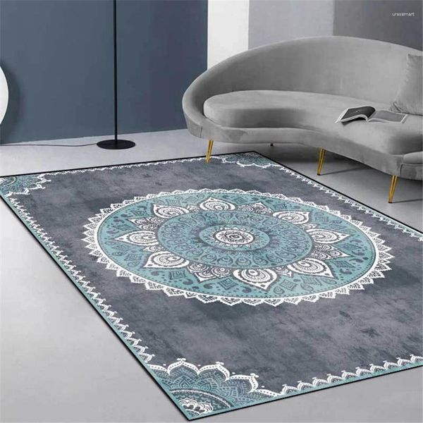 Teppiche Vintage Grau Blau Mandala Teppich für Wohnzimmer Europa Einfache Schlafzimmer Nachttisch Nordic Ethnischen Stil DT22