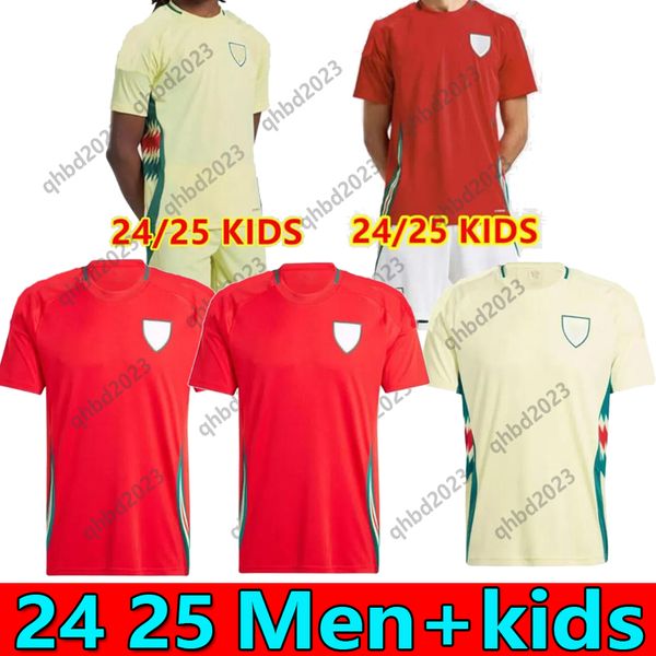 2024 2025 Wales-Fußballtrikots JAMES BALE 24 25 walisische Fußballtrikots JOHNSON N.WILLIAMS RODON T.ROBERTS CABANGO LEVITT MOORE THOMAS Männer-Kinder-Kit-Trikotoberteile