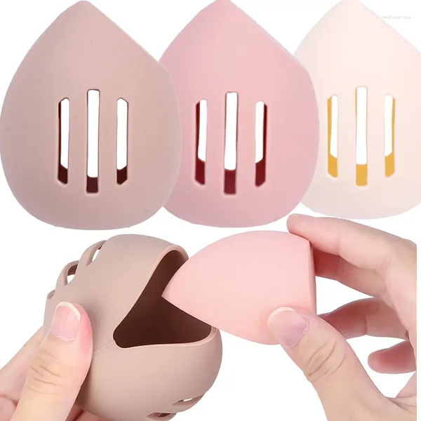 Esponjas de maquiagem 1/3pcs Água L Protable Puff Holder Box Silicone à prova de poeira Multi-buraco respirável Trave Drop Sponge Powder Storage Case